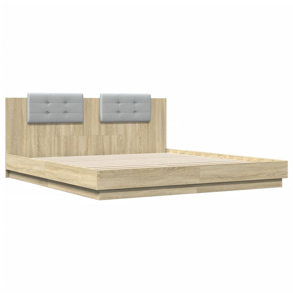 Bettgestell 200x200 cm mit LED Sonoma-Eiche