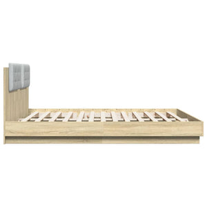 Bettgestell 200x200 cm mit LED Sonoma-Eiche