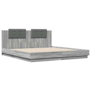 vidaXL Cadre de lit avec tête de lit et lumières LED Gris Sonoma 200x200 cm