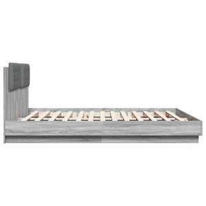 vidaXL Cadre de lit avec tête de lit et lumières LED Gris Sonoma 200x200 cm