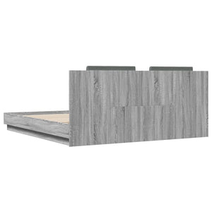 vidaXL Cadre de lit avec tête de lit et lumières LED Gris Sonoma 200x200 cm