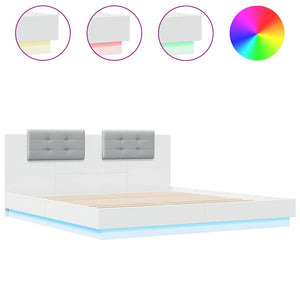vidaXL Cadre de lit avec tête de lit et lumières LED Blanc 180x200 cm