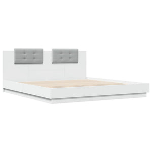 vidaXL Cadre de lit avec tête de lit et lumières LED Blanc 180x200 cm