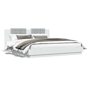 vidaXL Cadre de lit avec tête de lit et lumières LED Blanc 180x200 cm