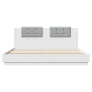 vidaXL Cadre de lit avec tête de lit et lumières LED Blanc 180x200 cm