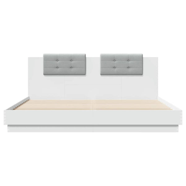 vidaXL Cadre de lit avec tête de lit et lumières LED Blanc 180x200 cm