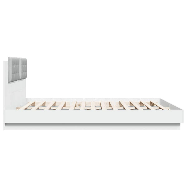 vidaXL Cadre de lit avec tête de lit et lumières LED Blanc 180x200 cm