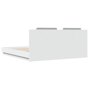 vidaXL Cadre de lit avec tête de lit et lumières LED Blanc 180x200 cm