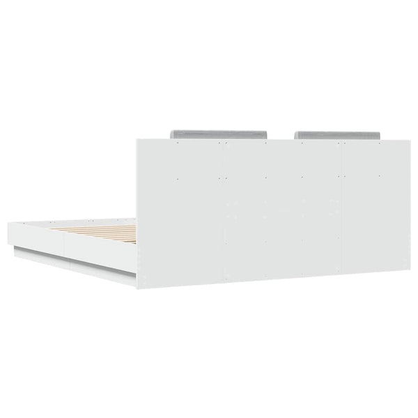 vidaXL Cadre de lit avec tête de lit et lumières LED Blanc 180x200 cm