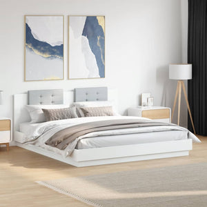 vidaXL Cadre de lit avec tête de lit et lumières LED Blanc 180x200 cm