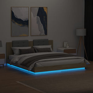 Bettgestell 180x200 cm mit LED Sonoma-Eiche