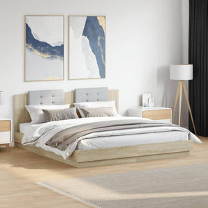 Bettgestell 180x200 cm mit LED Sonoma-Eiche