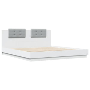 vidaXL Cadre de lit avec tête de lit et lumières LED Blanc 160x200 cm