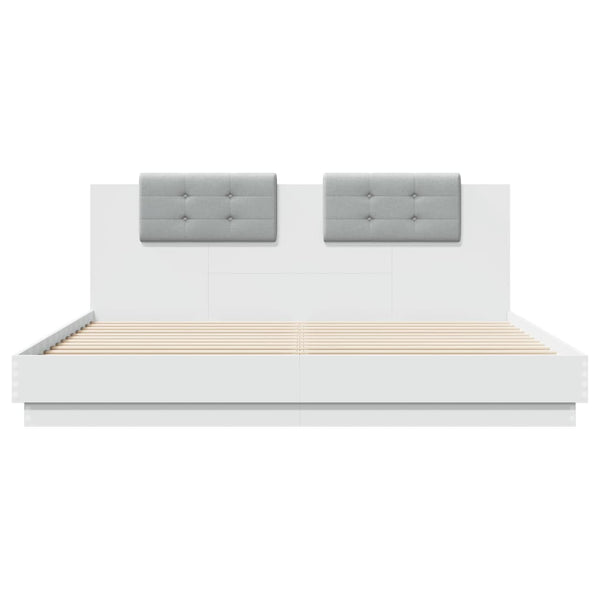 vidaXL Cadre de lit avec tête de lit et lumières LED Blanc 160x200 cm