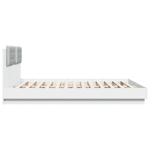 vidaXL Cadre de lit avec tête de lit et lumières LED Blanc 160x200 cm