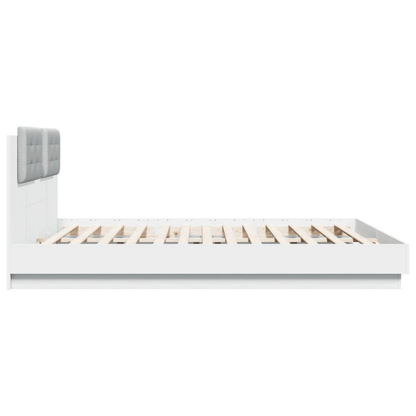vidaXL Cadre de lit avec tête de lit et lumières LED Blanc 160x200 cm