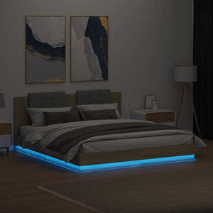Bettgestell 160x200 cm mit LED Sonoma-Eiche