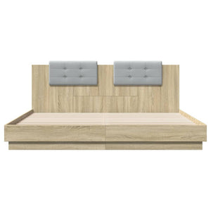 Bettgestell 160x200 cm mit LED Sonoma-Eiche