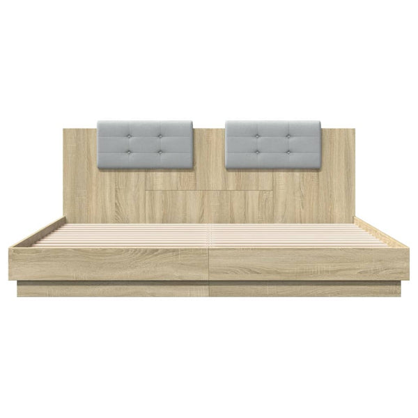 Bettgestell 160x200 cm mit LED Sonoma-Eiche