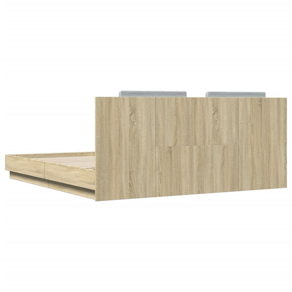 Bettgestell 160x200 cm mit LED Sonoma-Eiche