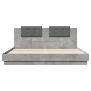 vidaXL Cadre de lit avec tête de lit et lumières LED Gris béton 160x200 cm