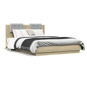 Bettgestell 150x200 cm mit LED Sonoma-Eiche