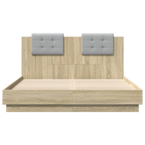 Bettgestell 150x200 cm mit LED Sonoma-Eiche