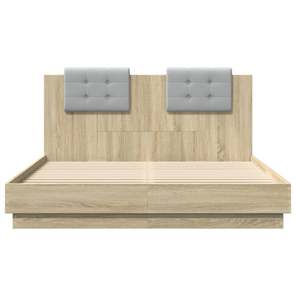 Bettgestell 150x200 cm mit LED Sonoma-Eiche