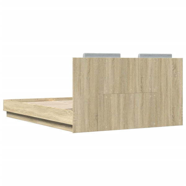 Bettgestell 150x200 cm mit LED Sonoma-Eiche