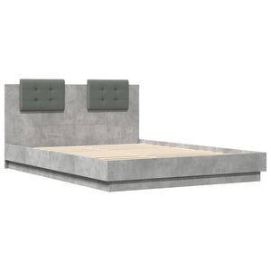 vidaXL Cadre de lit avec tête de lit et lumières LED Gris béton 150x200 cm