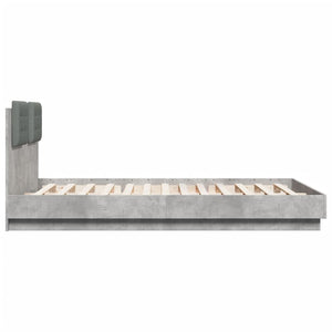 vidaXL Cadre de lit avec tête de lit et lumières LED Gris béton 150x200 cm