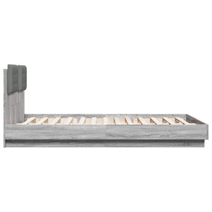 vidaXL Cadre de lit avec tête de lit et lumières LED Gris Sonoma 150x200 cm