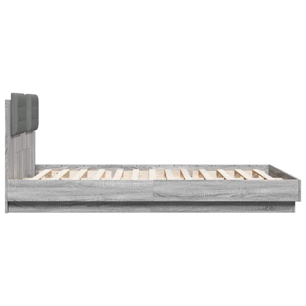 vidaXL Cadre de lit avec tête de lit et lumières LED Gris Sonoma 150x200 cm