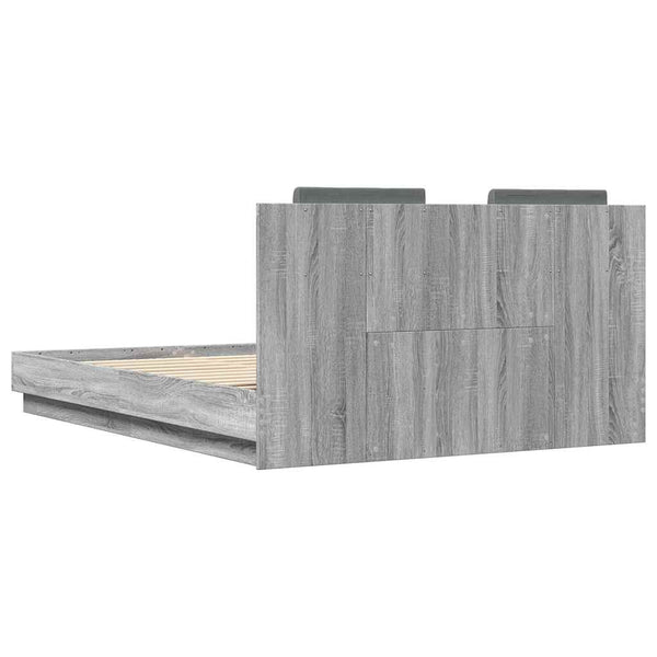 vidaXL Cadre de lit avec tête de lit et lumières LED Gris Sonoma 150x200 cm