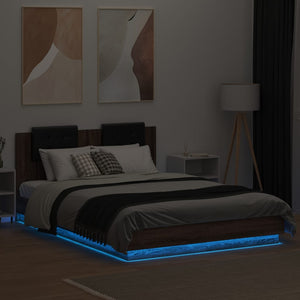 Bettgestell 140x200cm mit LED Braun Eiche