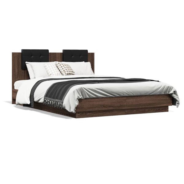 Bettgestell 140x200cm mit LED Braun Eiche