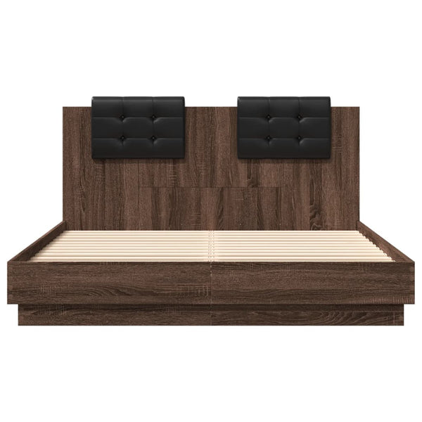 Bettgestell 140x200cm mit LED Braun Eiche