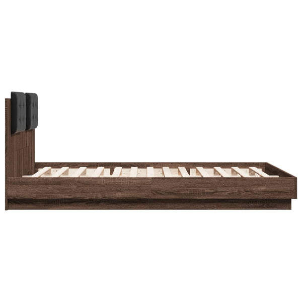 Bettgestell 140x200cm mit LED Braun Eiche