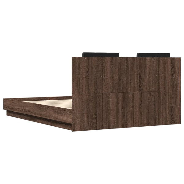 Bettgestell 140x200cm mit LED Braun Eiche