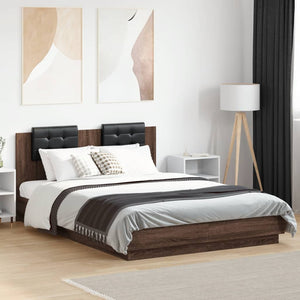 Bettgestell 140x200cm mit LED Braun Eiche