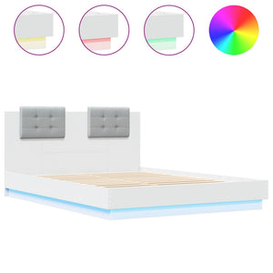 vidaXL Cadre de lit avec tête de lit et lumières LED Blanc 120x200 cm