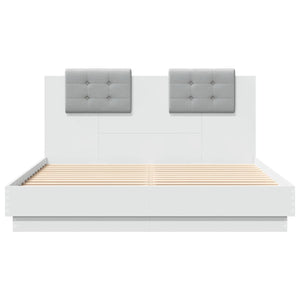 vidaXL Cadre de lit avec tête de lit et lumières LED Blanc 120x200 cm