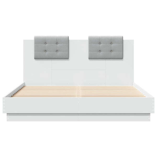 vidaXL Cadre de lit avec tête de lit et lumières LED Blanc 120x200 cm