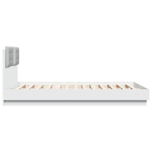 vidaXL Cadre de lit avec tête de lit et lumières LED Blanc 120x200 cm