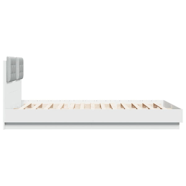 vidaXL Cadre de lit avec tête de lit et lumières LED Blanc 120x200 cm