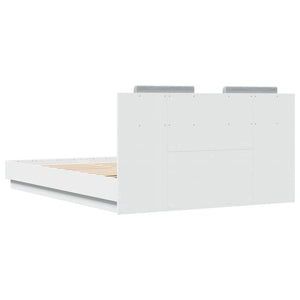 vidaXL Cadre de lit avec tête de lit et lumières LED Blanc 120x200 cm