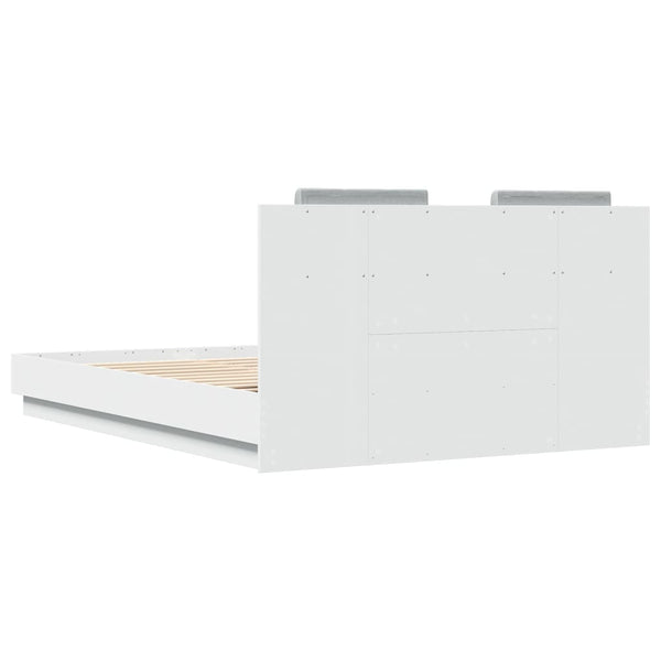 vidaXL Cadre de lit avec tête de lit et lumières LED Blanc 120x200 cm