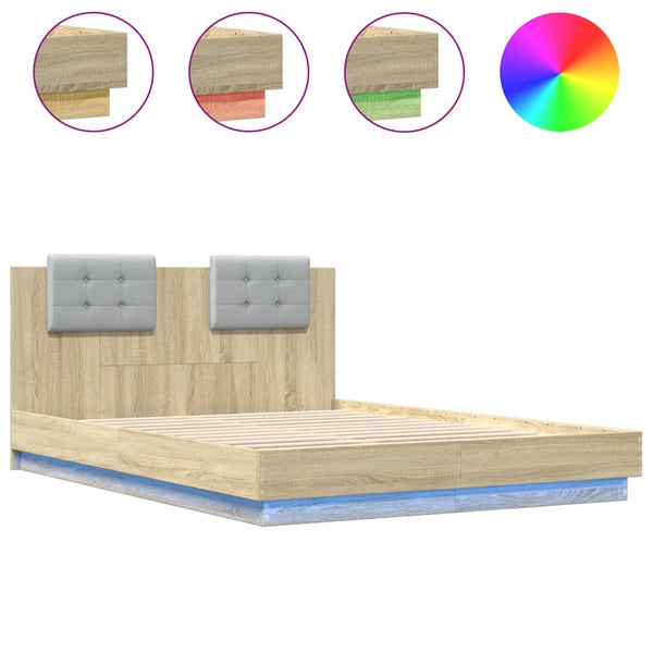 Bettgestell 120x200 cm mit LED Sonoma-Eiche