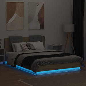 Bettgestell 120x200 cm mit LED Sonoma-Eiche