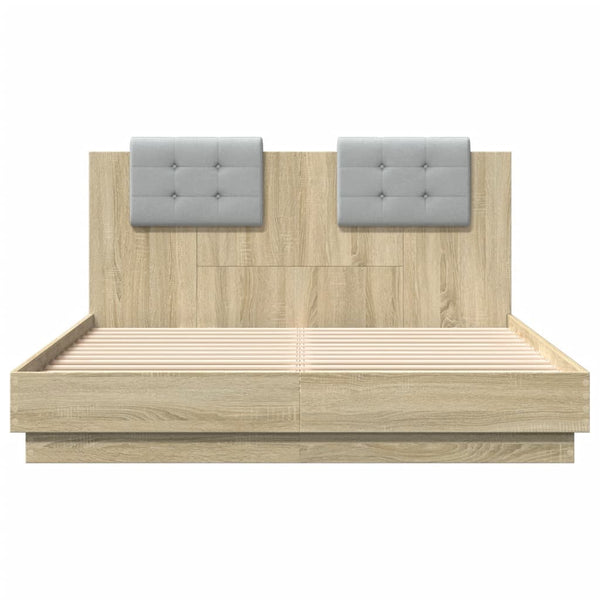 Bettgestell 120x200 cm mit LED Sonoma-Eiche